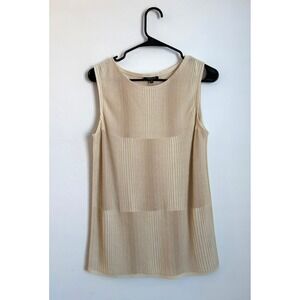 Lafayette 148 New York Ribbed Knit Shell Tank Top Quiet Luxury Old Money Elegant